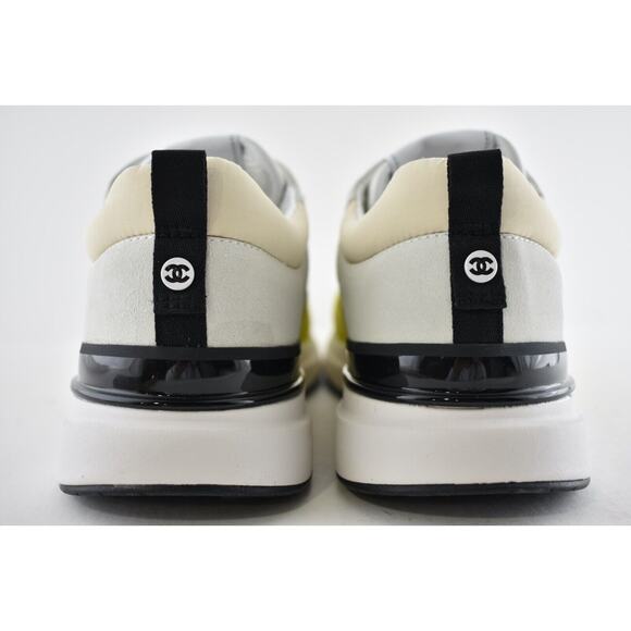 Chanel 22P Mens Ivory Grey Yellow CC Logo Low Top Lace Up Trainer Sneaker 44 11 - Picture 8 of 9